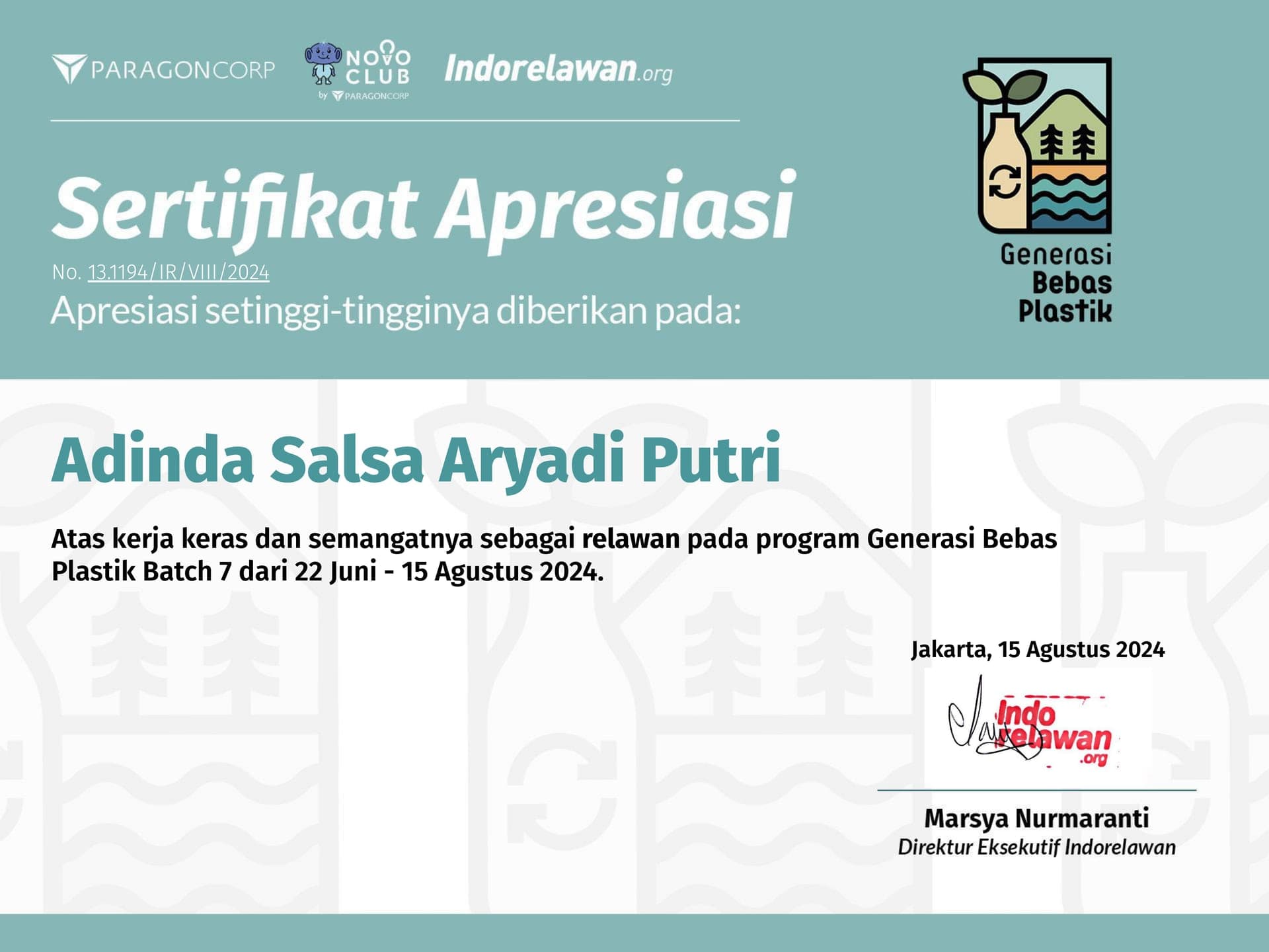 Generasi Bebas Plastik Batch 7