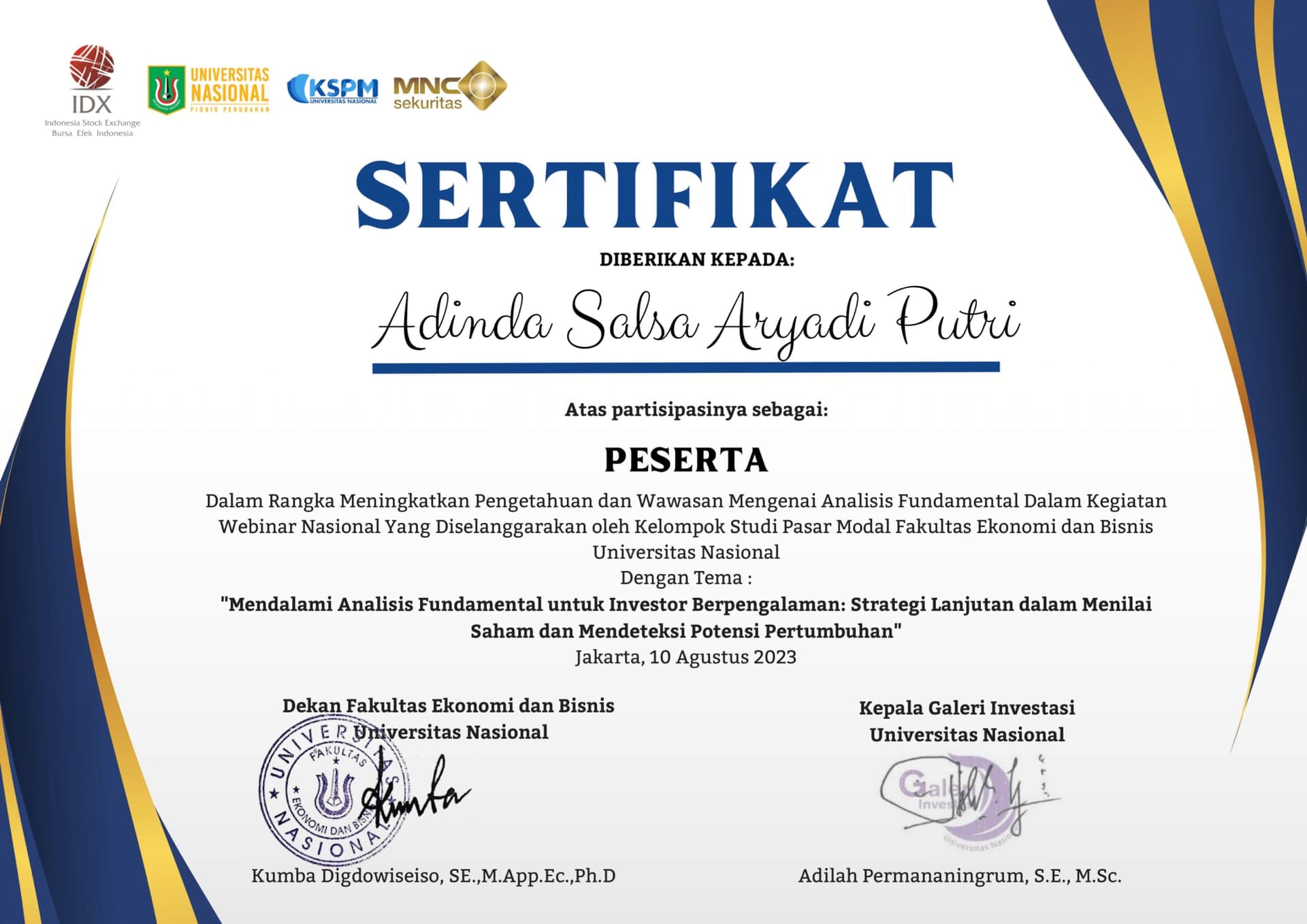 IDX Webinar Analisis Fundamental 2023